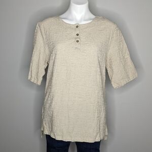 ✨3/$15 Minibee light tan cotton & linen top L